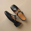 Scarpe casual fedonas tacchi bassi vintage donne pompe tosegonistiche vere in pelle vera di piedi quadrate lavorano primavera estate donna retrò