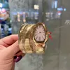 Twee ronden slangwacht voor vrouwen van topkwaliteit Quartz beweging titanium stalen kas riem handgemaakte details consistent met tellerproducten Bracelet Watch Serpenti 009