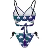 Women's Swimwear Sexy Neon Shamrock Bikini Set Fun Cool Leaf Print Swimsuit Push Up Tie Side Fitness Women 2 Pieces Swimsuits