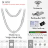 Prezzo all'ingrosso da 15 mm in oro bianco placcato 925 Sterling Sterling 3 file VVS MOISSanite Diamond Iced Out Cuban Link Catena Collana