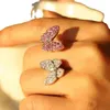 Designer Charm Seiko 925 Sterling Silver Butterfly Full Diamond Ring med kvinnlig öppning av unik design och kapacitet