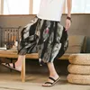 Heren shorts Men 2024 Zomer Japanse Samurai Kimono Bath Pant Asian Clothing Casual losse Yukata Wide Been broek Big Size 5xl
