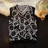 Herenvesten mouwloze schattige man kleren vest zwart v nek vest gebreide truien voor mannen bruine vintage Japanse harajuku mode y2k