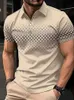 Herr t-shirts golfskjorta mode 3d t-shirt blixtlås polo skjorta avslappnad kortärmad sommargatan kläd Menskläder europeisk mätning j240426
