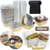 Vormen 50 stks folie cupcake kopjes warmtebestendige cupcake voering bakbeker cup vierkant ramekin pudding dessert kas lade bruiloft feestbenodigdheden