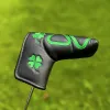 AIDS Lycka till Four Leaf Clover Golf Putter Cover för Mallet Blade Club Waterproof Pu Leather Golf Head Cover White Black Protector