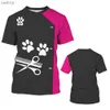 Herr t-shirts petbutik rolig enhetlig djurhund groomer 3d tryck män och kvinnor arbetar lösa bekväma runda nacken kort ärm t-shirt topxwww