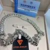 Lifeng smycken byst ner baguette klippt vvs moissanite kubansk länk kedja halsband 15mm sterling silver hiphop diamant kubansk kedja