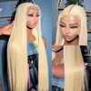 613 Honey Blonde en dentelle avant perruque de cheveux humains colorés brésiliens 40 pouces 13x4 HD Perruques frontales en dentelle droite transparente pour les femmes Wig Synthétique Wig Wig Wigs