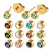 Paire de goujons 24k plaqués en or naissance de naissance CZ Gem Ear Helix Tragus Cartilage Boucles d'oreilles Piercing Professionnel pour la boucle d'oreille bijoux D240426