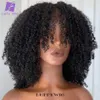 Synthetic Wigs Short African twisted curly wig with bangs human hair scalp top fully machine made Remi Brazil edge 200 density Q2404271