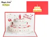 Grußkarten 10 Pack 3d Happy Birthday Cake Popup Geschenk für Kinder Mutter mit Umschlag handgefertigt 2210134249609