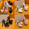 Satin pourpre Flower Bow Ornement Platform Plateforme Sandales Metal Letter Sign Sign Talons Femmes Soirée Chaussures14cm Designers STRAP SEPROPIER SANDALS SANDALES ROSE Qualité d'origine Rose Qualité