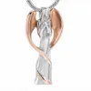 IJD9739 Rose Gold Silver Angel Lady Ashes Håll Keepsessen Rostfritt stål Kremation Pendant Memorial Necklace Funeral Urn Jewelry AC8804099