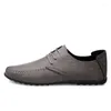 Casual Shoes Summer For Men Microfiber Leather Lightweight Flats Moccasins Plus Size 38-47 Mjuka skor