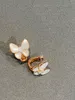 Ny modedesigner 18K Butterfly Stud örhängen halsbandsuppsättning för kvinnor hög upplaga halsband kvinnlig vit fritillaria full diamant pläterad