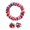 Fleurs décoratives 4pcs / ensemble à ébourignage simulé de soie fleur de soie Hawaiian Collier Bracelets Couronne Bandeau floral Garland Crown Femmes