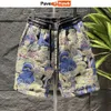 Mäns shorts Summer Bear Pattern Mens Korean Style Board Bortable Beach Baseball Fitness Sports Straight Q240427