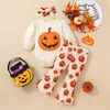 Set di abbigliamento set di zucca per bambini toppin a maniche lunghe e pantaloni set di testa per 1-12 mesi.