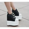 Buty swobodne 14 cm Wysoka platforma jesienna oddychana skóra Wysokość wzrostu o grubości 13 cm Sole Ladies Sneakers