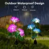 Decorations 3Head Hydrangea Rose Flower Solar Led Light Outdoor Garden Lawn Lamps For Garden Vegetable Patch Patio Country House Decoration