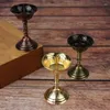 Bougeoirs 2pcs / set Metal Votive Candlestick Lotus Retro pour la prière quotidienne Bouddha Candelabra Butter Lamp Buddhist