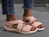 Sandalen Böhmischer Stil 2021 Sommer Frauen Stricken niedrige Keile Absatz 45cm Rom Open Toe Plattform Sandalis Mujer Piel Schuhe 431788489