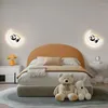 مصباح الجدار الإبداعي مصابيح الباندا الحديد شمعدانات غرفة نوم بجانب سرير للأطفال