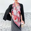 목도리 130cm Four Seasons Fashion Madam Twill Plain Color wave Ripple 큰 사각형 스카프 관광 장식 Shawl Silk Scarf D240426