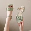 Casual Shoes Soft Leather Women's Summer Thick Middle Heel Fairy Style 2024 Roman Sandals