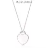 Tiffanyjewelry Sterling ketting hanger vrouwelijke sieraden voortreffelijke officiële klassieker en co -ketting blauwe hartkwaliteit ontwerper Tiffanybead ketting 302