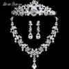 Bride Diaries Silver Color Crystal Butterfly Tiara Bridal Jewelry Sets Rhinestone Statement Necklace Earrings Crowns Set D181010021930383