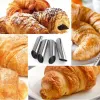 Moules 6/12 / 24pcs Cuisine Cônes de pâtisserie en acier inoxydable Corne Pastry Rouleau Moule Spiral Croked Croissants Tubes Cookie Dessert Tool ZXH