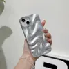 Cas de téléphone portable Qianliyo 3D Électroplité Water Ripple Pattern Silver Phone Case adapté à l'iPhone 15 14 12 11 Pro MAX Soft Shock Cover J240426
