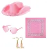 Basker Western Cowboy Hat Bandannas Eyewear Earrings Party Outfit Pink Cowgirl Costume D46A