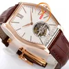 30130 MALTE Real Tourbillon ręcznie Winding Mechanical Mens Watch Rose Gold Case White Stick Dial Brązowy skórzany pasek Super Edition RELOJ HOMBRE Montre PuretimeWatch