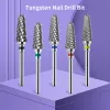 Bits 2PCS Tungsten Carbide Nail Drill Bits Gel Polish Remover 3/32 Inch Nail Art Files Cuticle Milling Cutter For Manicure Pedicure