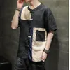 Herren lässige Hemden Chinesisches Hemd im chinesischen Stil Baumwolle Tang Anzug Hanfu Retro Farbblock Patchwork Kleidung Harajuku Top Männer Kleidung 5xl