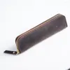 Vintage Style Pencil Case Stijlvolle ruime Cowhide Hoge capaciteit echte lederen penzak voor kantoorschoolbenodigdheden