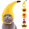 犬のアパレルソフトペット帽子面白い愛らしい猫の帽子バナナダックヒマワリフラミンゴタイガー漫画デザイン小さな猫を調整可能