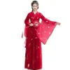 Red Stage Wear Chinese traditionele vrouwen Hanfu borduurwerk cosplay kostuum tv -filmprestaties passen oude sprookjesjurk