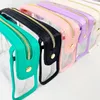Clear Travel Make Up Cosmetic Bag Pouches Transparent Letter Patches Color Waterproof Toiletry Organizer Gift 240419