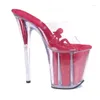 Slipare Laijianjinxia Crystal Slipper 20CM Ultra High Heels Transparent vattentät cool böter med stora gårdar Kvinnor skor