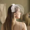 Jóias de cabelo de casamento V803 Novo clássico Classic Short Bow White líquido Véu de cocar de cocar véu para casamento