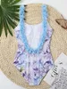 Swimwear femminile 2024 Swimsuit stampato Swimuit One Piece Stuffere senza schienale Donne Floral Bathing Summing Sumping Body Summer Beachwear Body