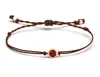 Bracelets de charme assez mignon mignon vin minuscule rouge rouge cubique zircone en laiton bracelet ajusté femme fille 2024 Fashion Brown Waxe String Bijoux