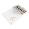 Tastiere 17 chiavi Piano per pollice Kalimba Modella cardiaco di dito bianco Solido a tavola singola pino mbira mini strumenti per tastiera portatile