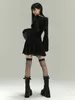 Casual klänningar designade Goth Fashion Women Dress Long Flare Sleeve Slim Pullover Square Collar Lace Patchwork Gothic Style Ladies