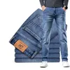 Herren Jeans Herbst- und Frühlingsmarke Straight Lose Elastic Denim Classic Business Casual Young Herren Mode Mid Rise Q240427