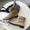 Boots BLA en wit met patroon elegante microvezel zacht leer na ritshoes eenvoudige veelzijdige dame schoenen -40